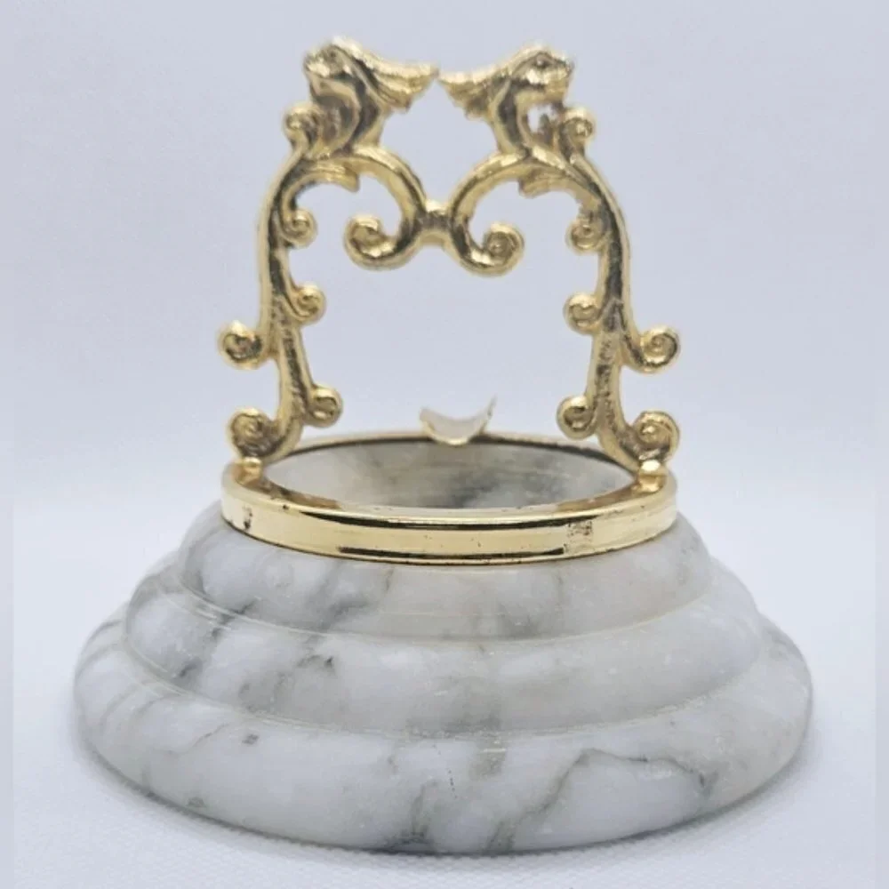 Vintage 70's Calacatta Marble with brass-colored metal decorative Ashtray